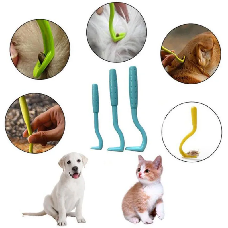 

3pcs/set Pet Mites Flea Extractor Insect Clip Pet Supplies Cat Dog Cleaning Scratching Device Tick Tweezer Jumping Scorpion Hook