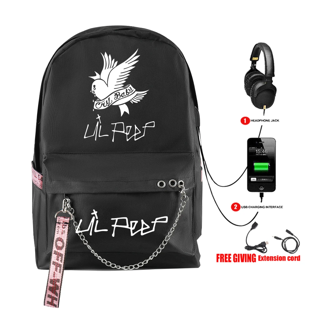

Lil Peep Backpack Fashion Design school backpacks for teenagers Girls Student Bags USB multifunction travel Bag Laptop Pack Bag