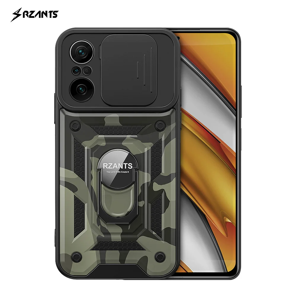 

Rzants For Xiaomi POCO F3 Case Camouflage [Jungle tank] Shockproof Ring Hard Casing Lens Protection Military Cover