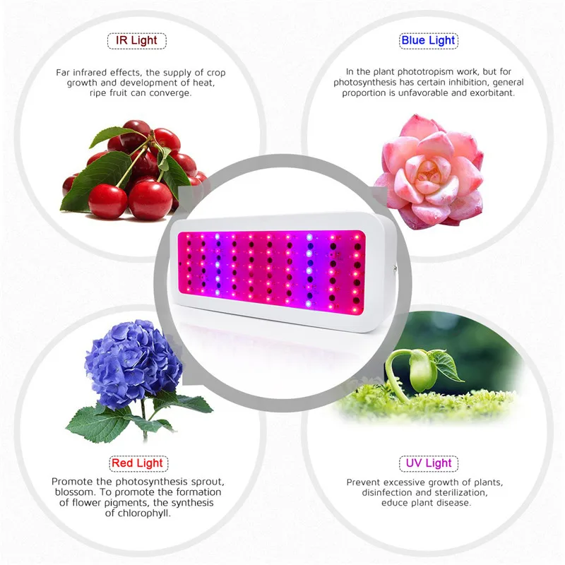 

LED Grow Light Panel Full Spectrum with UV IR 300W Growing Lamps Hydroponic Hanging Kit for Indoor Plants Flower Seed Phyto Lamp