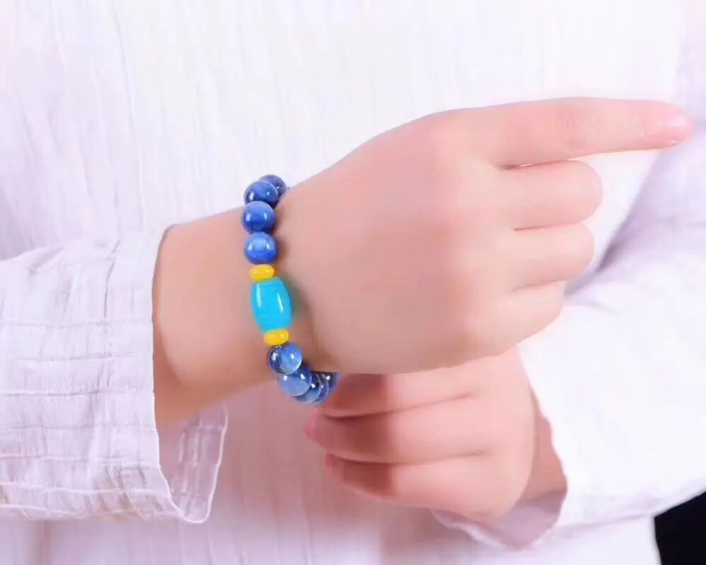 Натуральные натуральные круглые бусины kyanite plus Tianhe stone drum beads браслет bizuteria damска