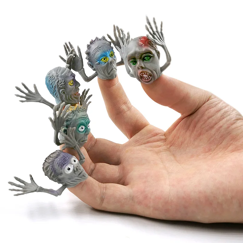 

6pcs Halloween Horror Ghost Finger Action Figure Model Decompression Figurine Party Decoration Set Role Playing Tricky Toys Gift