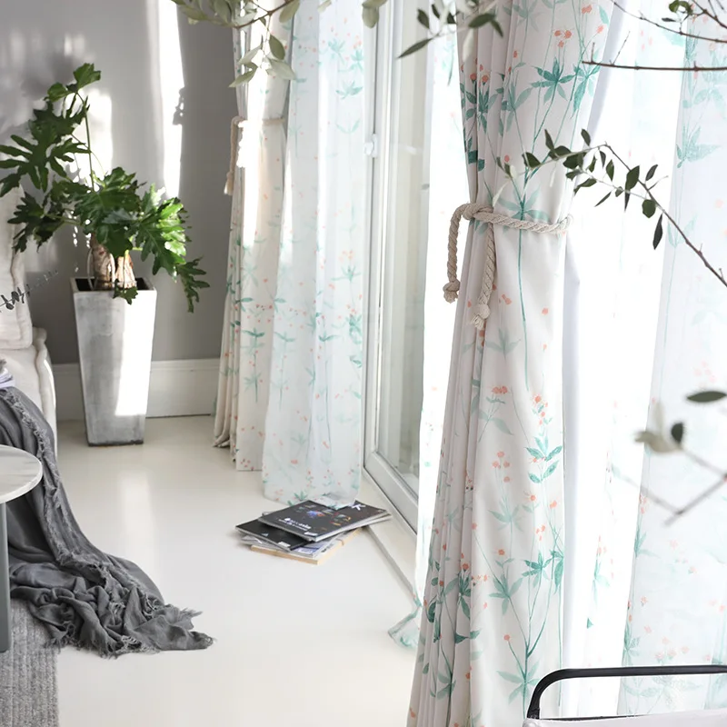 

Curtains for Living Room Dining Bedroom Curtain Fabric Curtain Cloth Modern Pastoral Curtain Poly-cotton Printed Curtain