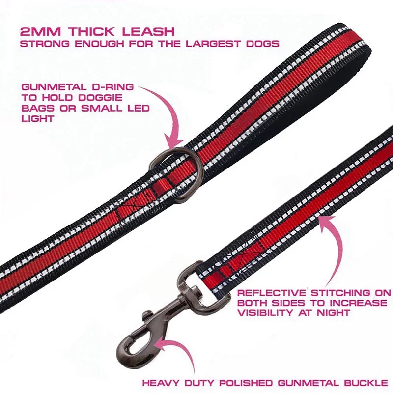 Поводок для собак с двойной ручкой поводки длиной 5 футов удобной подкладкой