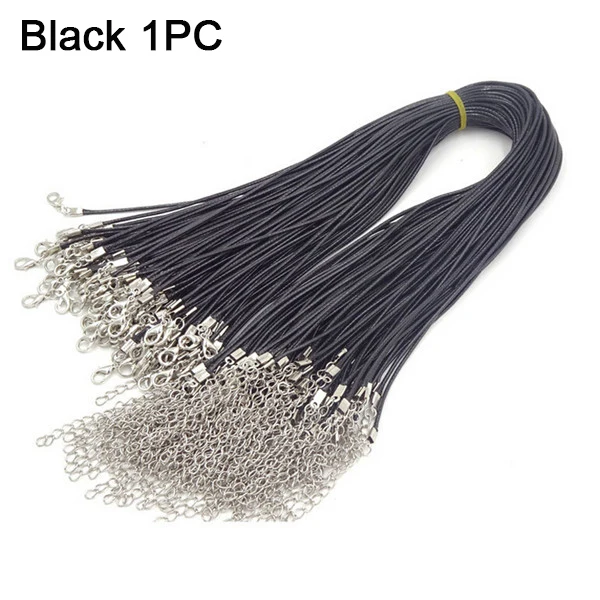 Black-1pc Модная черная Коричневая Кожаная Вощеная веревка, шнур, ожерелье, цепочка, сделай сам, веревка, застежка-карабин, кожаные ювелирные цепочки - Цвет: Black-1pc