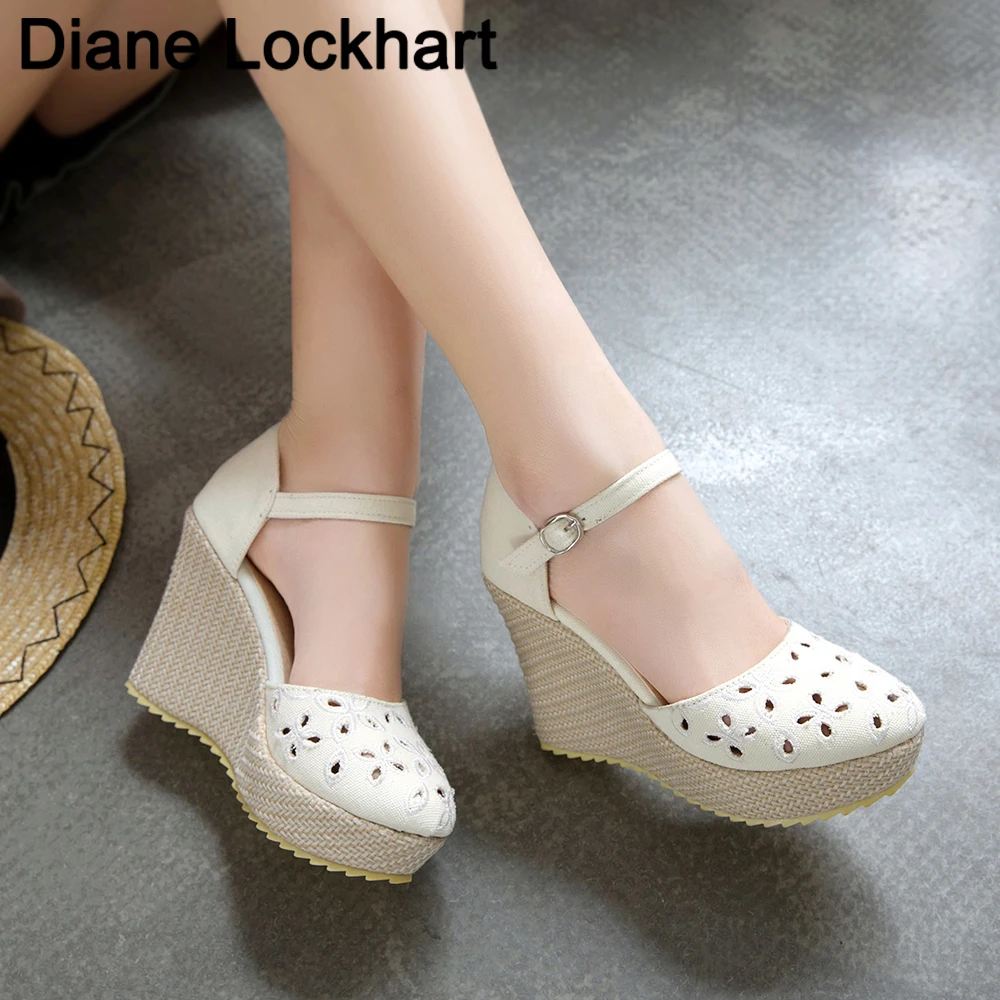 

Женские эспадрильи, из льна, на танкетке, 33, повседневные сандалии на платформе