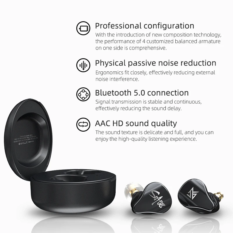 Беспроводные наушники KZ SA08 TWS 8BA Bluetooth 2020 Спортивная гарнитура с сенсорным