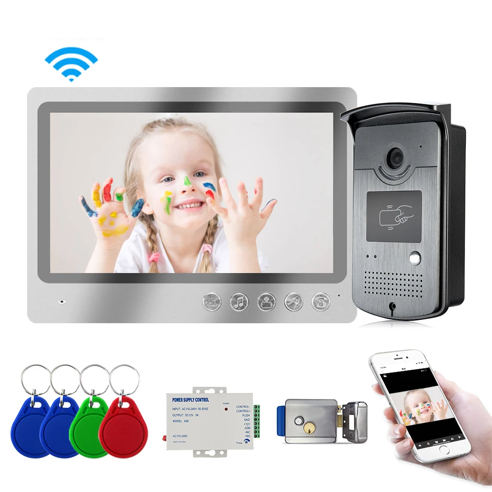 WiFi Intercom Doorbell Color Video Door Phone System Wire Camera Smart Phone APP Remote Unlock Home Security