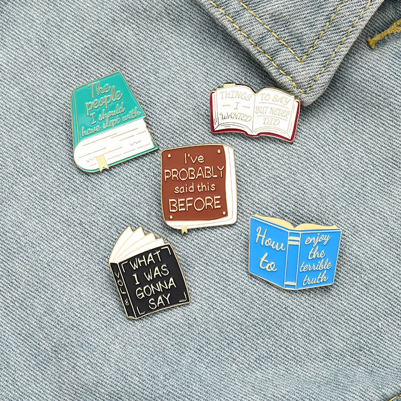 

Alphabet Book Series Enamel Pins Book Letters Badge Custom Brooch Bag Clothes Lapel Pin Cartoon Animal Jewelry Gift