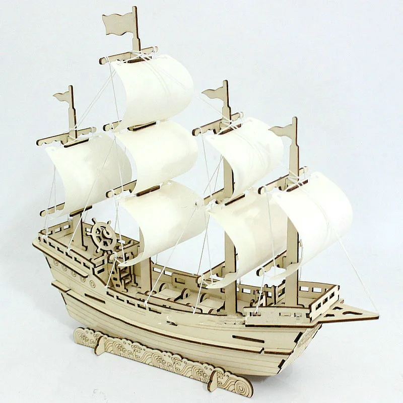 

New Wooden Ship Jigsaw Toys Learning Building Robot Model DIY Sailing Boat Plane Puzzle Aircraft Gift Kids Car Toy For Children