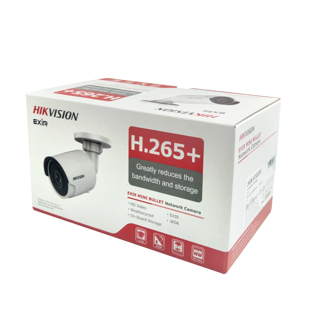 Hikvision H.265 4MP Пуля IP камера PoE DS-2CD2043G0-I 4 мегапикселя ИК видеонаблюдение со слотом для SD карты уход за лицом