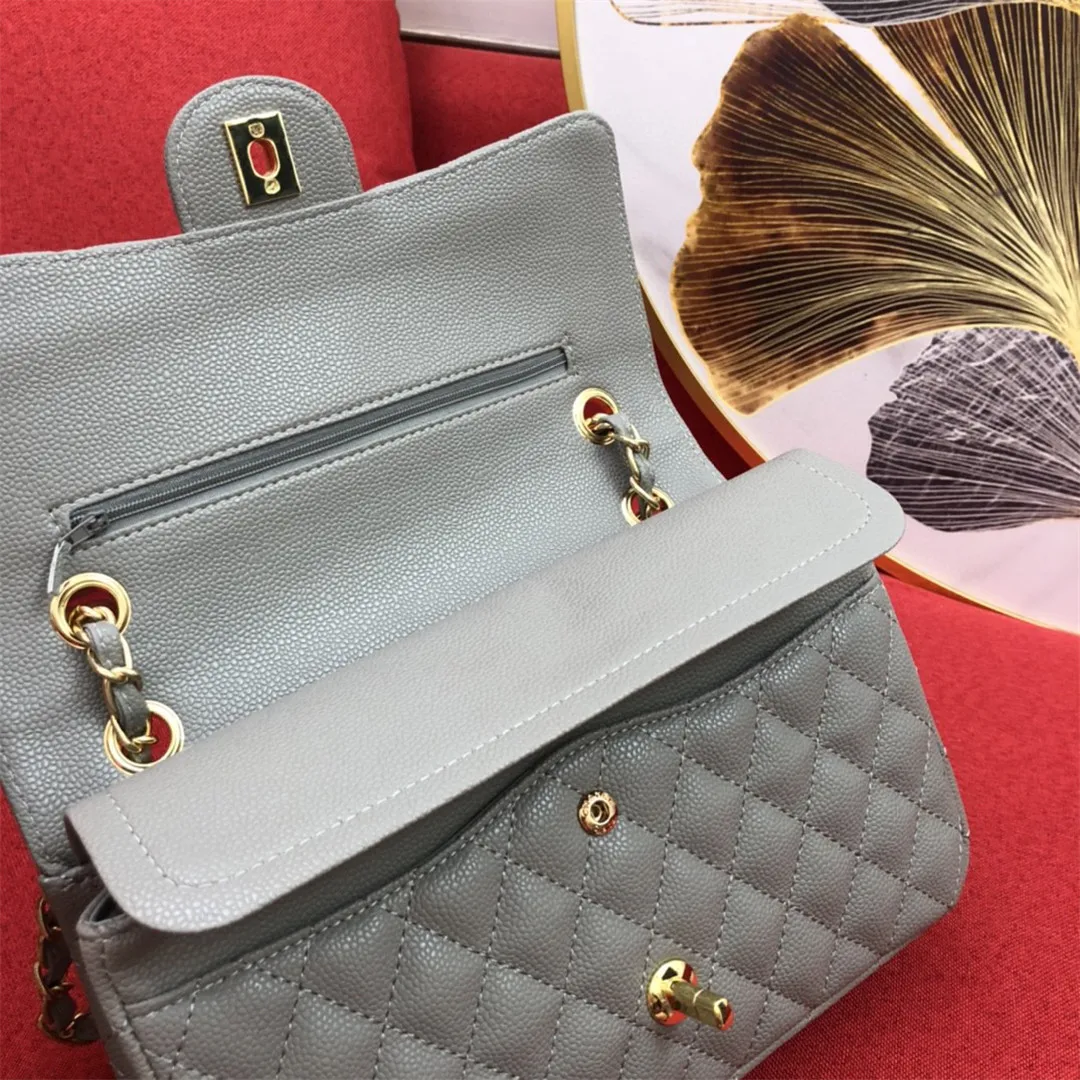

Women Luxury Designer Shoulder Bag Brand Fashion Purse Mini Classic Genuine Leather Crossbody Bag Caviar Texture Chain Flap Bag