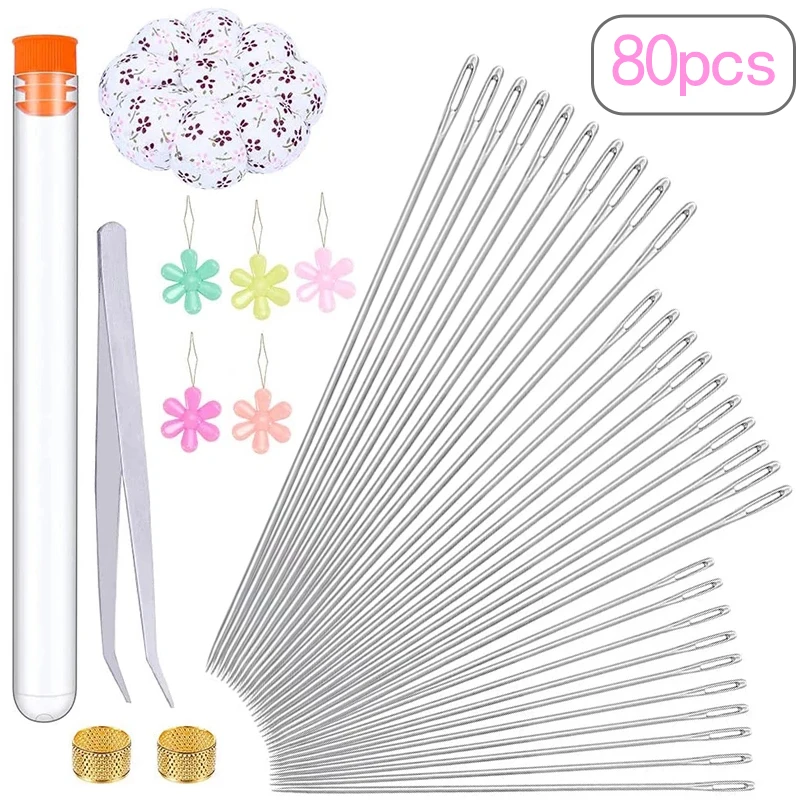 

LMDZ 70 Pcs Straight Beading Needles Beading Embroidery Needles Threaders Needles Holder for Jewelry Making with Needle Bottle