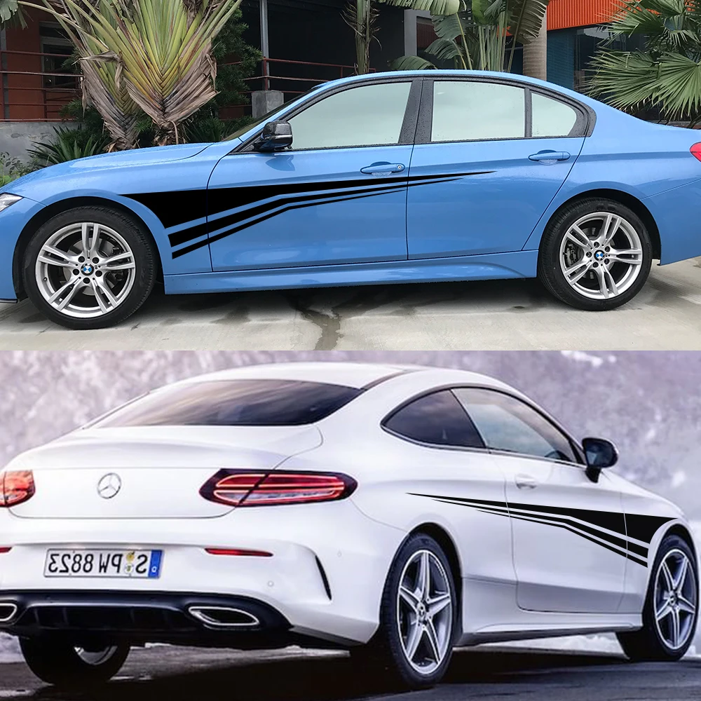 Стильная Автомобильная виниловая наклейка с длинной боковой полосой 2 шт. 220 см x 48