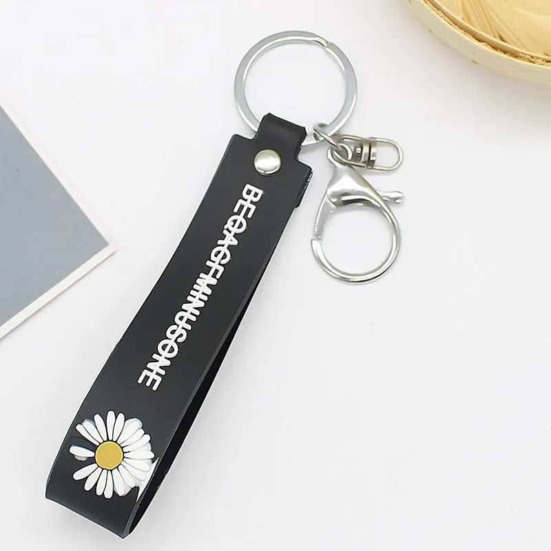 2020 милый белый ромашка брелок модный силиконовый цветок брелки кожаный Веревка