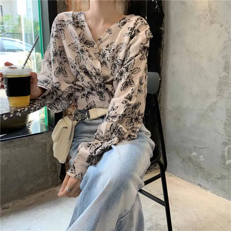 Женские повседневные топы с цветочным принтом модные женские осенние Топы