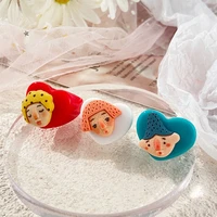 2021 new creative trend personality self made diy cartoon character avatar girl resin love color ring woem party daily