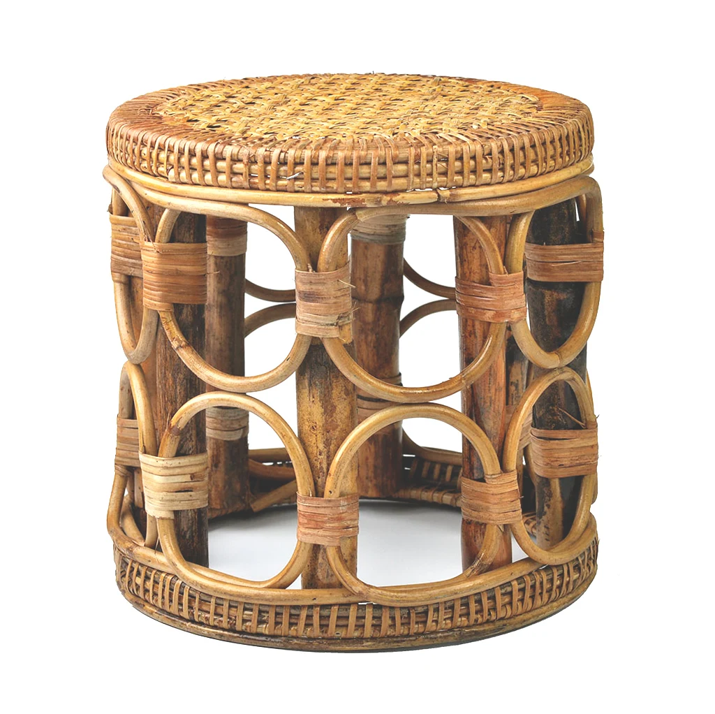 

Handmade Rattan Short Stool Living Room Small Round Stool Home Homestay Bench Shoe Changing Stool Flower Pot Decoration