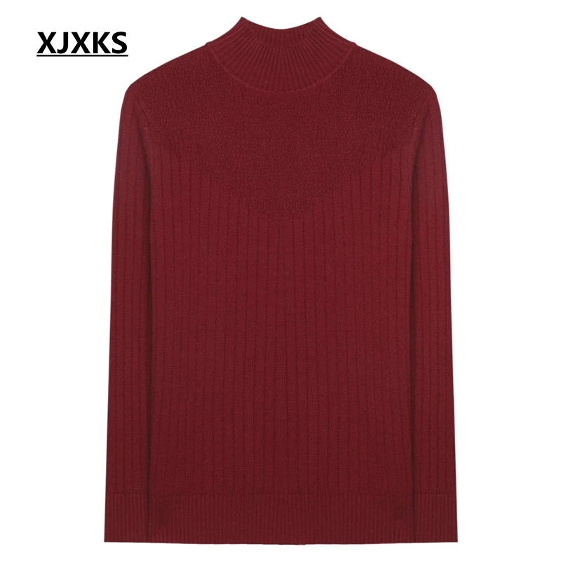 XJXKS Solid High Quality Women Pullover And Sweaters Turtleneck Long Sleeve Casual Tops Women's Pull Femme Sweater | Женская одежда