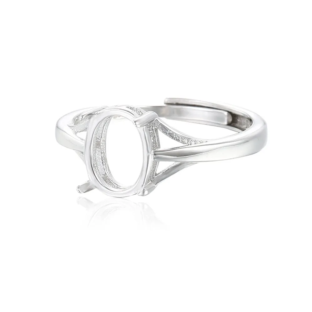 

Ring Base for 7x9mm Oval Cabochons Ring Setting White Gold Plated 925 Silver Adjustable Ring Blank SR0150