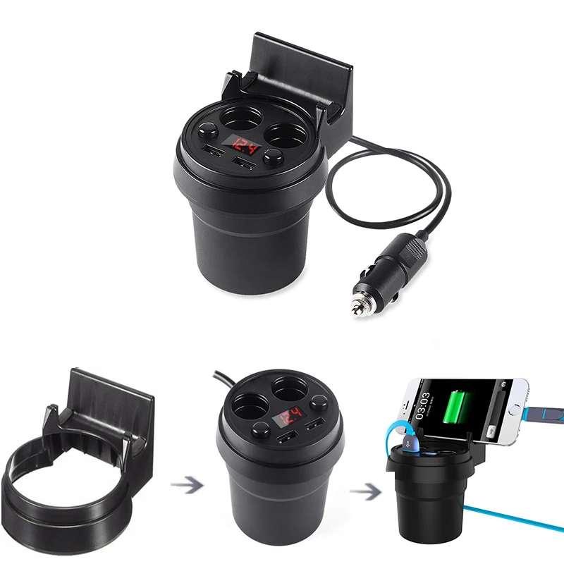 ACCNIC Unviersal 5V 3.1A Dual USB Автомобильное зарядное устройство и адаптер для прикуривателя с светодиодный дисплей быстрое зарядное устройство для iPhone samsung htc