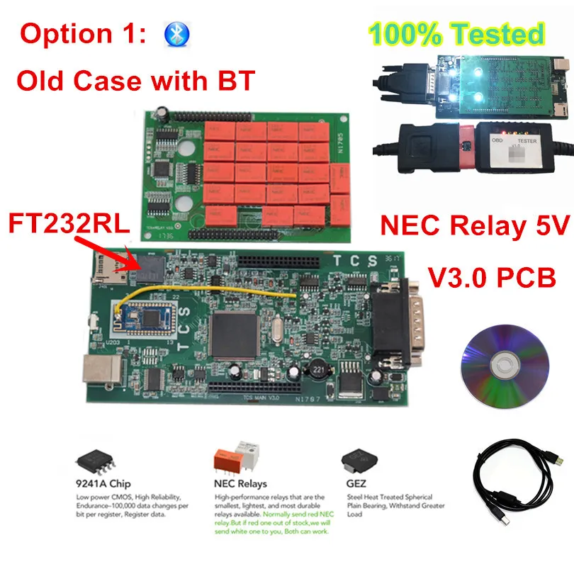 Old case BT TCS,1+ keygen Multidiag Pro Bluetooth v3.0 pcb OBDIICAT-CDP 5V Красный NEC Реле мульти диагональ Pro OBD2 диагностический сканер - Цвет: Old case BT