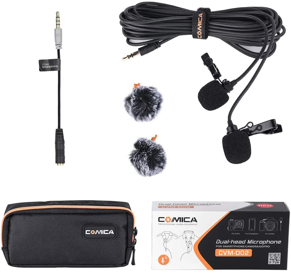 Микрофон с отворотом Comica двойной петличный микрофон зажимом для интервью