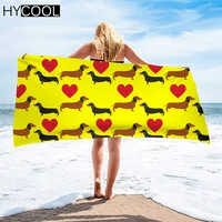 new style women men beach towels dachund dog with heart pattern printing quick dry microfiber bath shower absorbing toallas