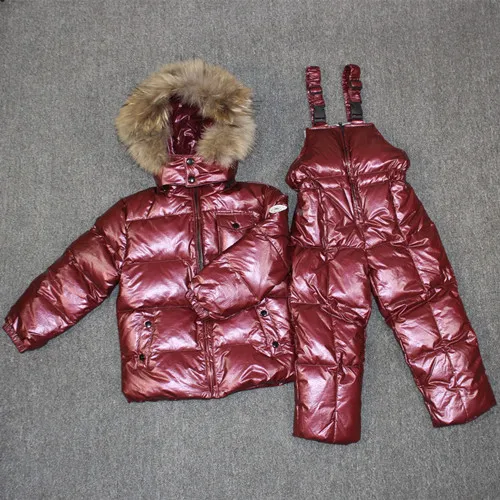 Brand orangemom fashion children's jackets+ pant overalls winter coats for boys clothing parka children snow wear suit - Цвет: red