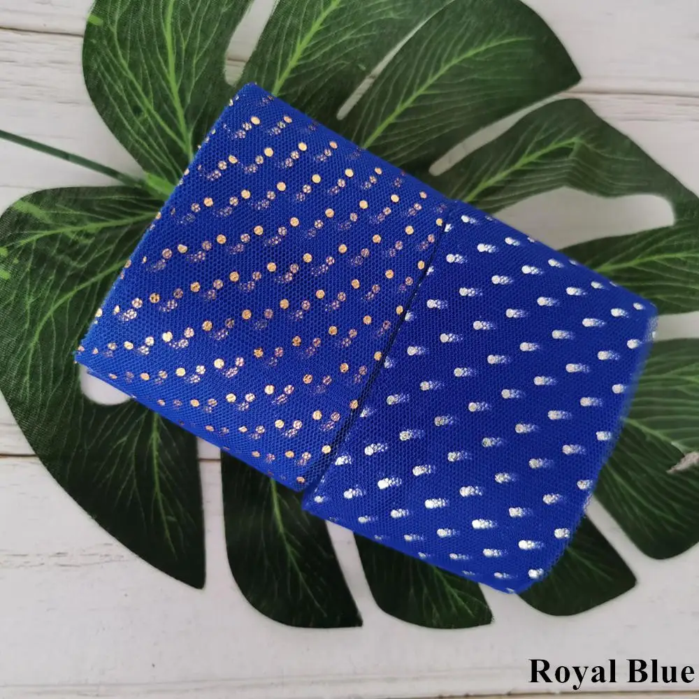 Royal Blue 6 см, 23 м, блестящая Тюлевая лента в горошек золотистого и серебряного цвета, Тюлевая сетка, тканевые полоски, сделай сам, украшение для волос, Poms Journal, вечерние принадлежности - Цвет: Royal Blue