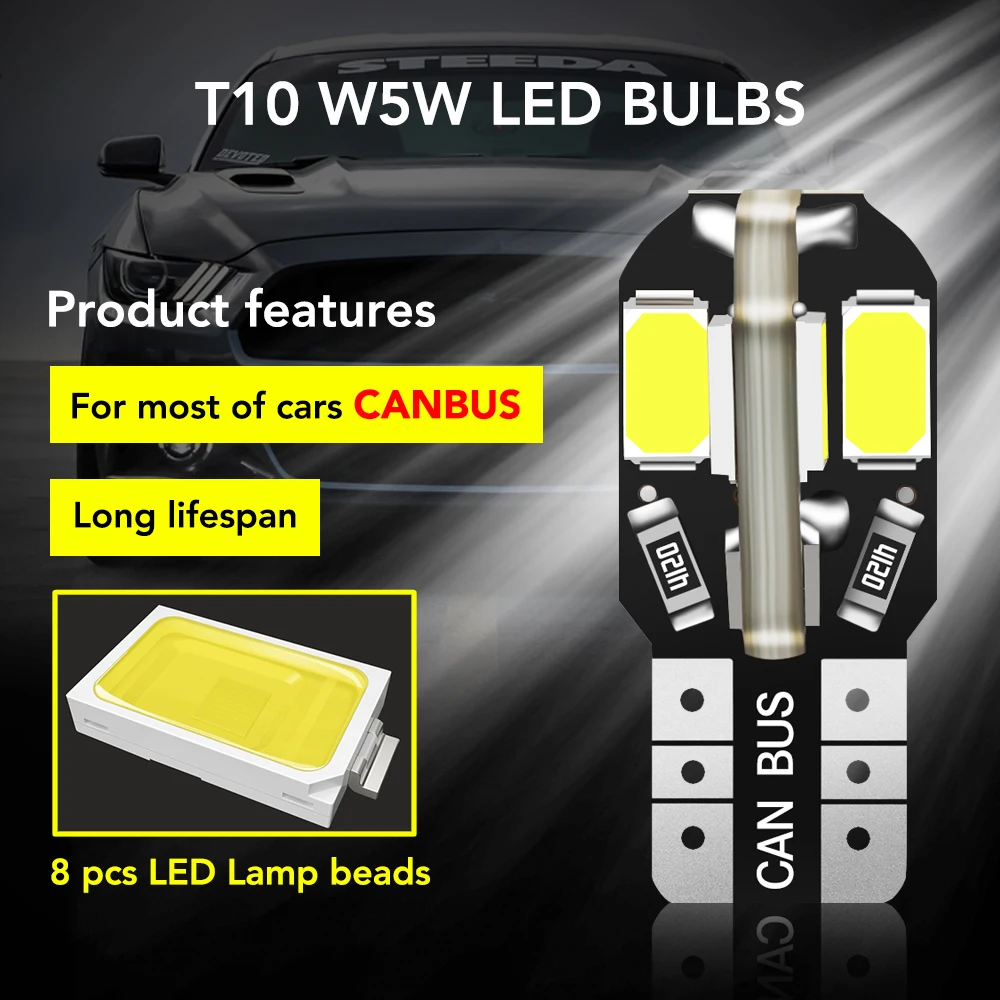 Светодиодные лампочка для салона автомобиля T10 5730 W5W 8SMD Kia K2 Rio KX CROSS CEED Cerato Forte Stonic