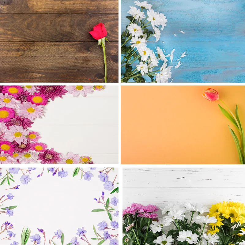

Vinyl Custom Photography Backdrops Prop Flower and Wooden Planks Theme Photography Background 191024ST-0003