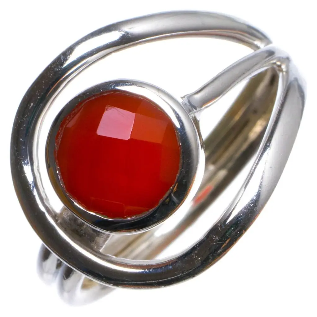 Натуральное сердолик ручной работы уникальное 925 пробы Серебряное кольцо размер