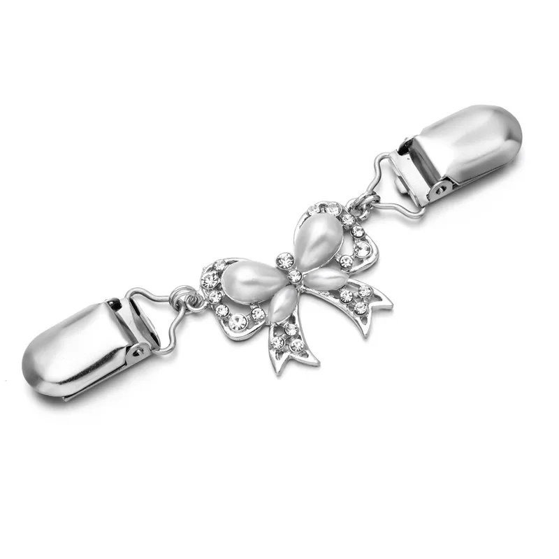 Зажим для свитера кардигана клипсы с ушками гибкая брошь бусинами и жемчугом