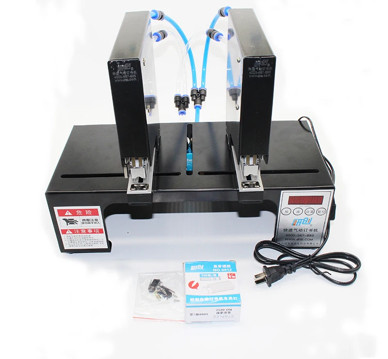 Grapadora el&eacute;ctrica neum&aacute;tica de doble cabeza, m&aacute;quina de encuadernaci&oacute;n de 220V, YC-1595-02, 180 tiempos/min-1