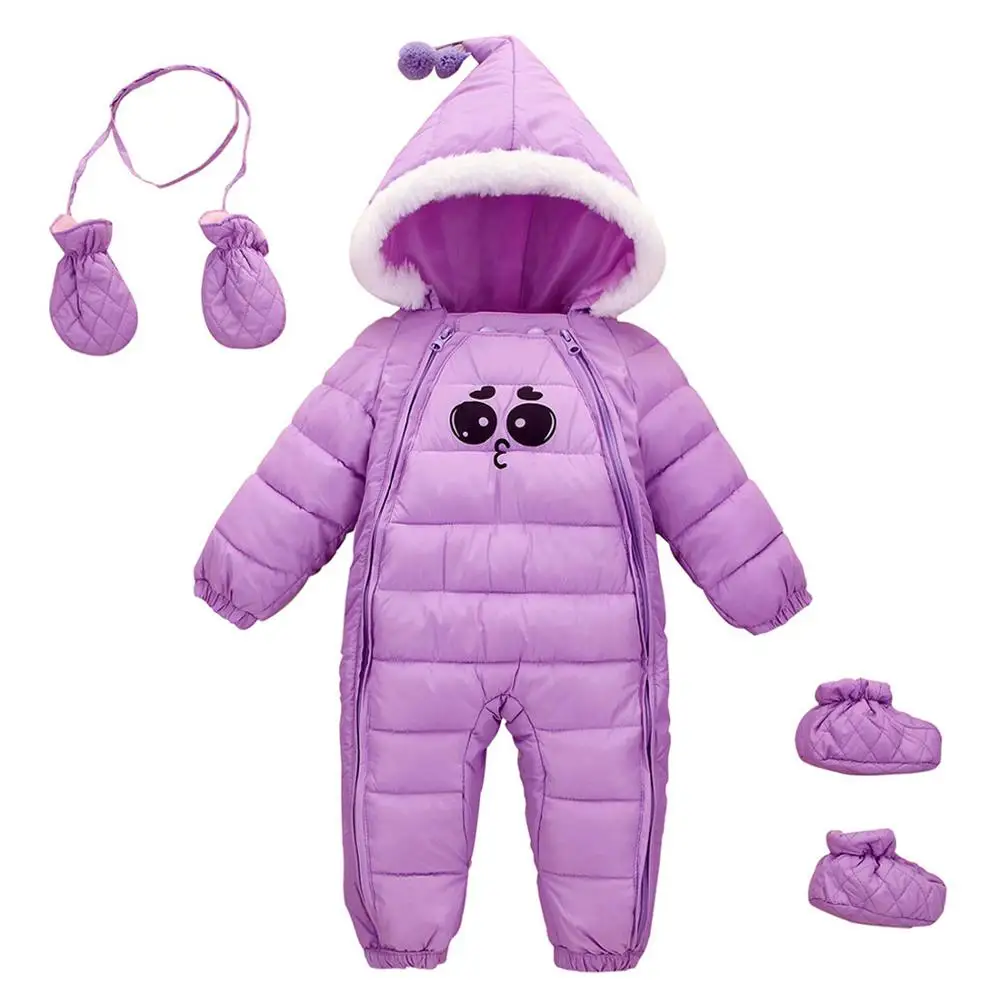 3pcs Winter Newborn Hooded Thick Rompers Gloves Cotton boots Baby boy girl Clothes Outfit Jumpsuit toddler Romper Down Parkas | Мать и