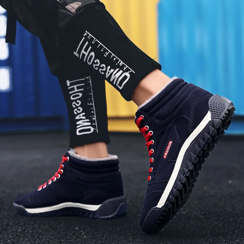 New winter cotton shoes men's high fashion plus velvet warm boots outdoor non-slip waterproof versatile wear casual |