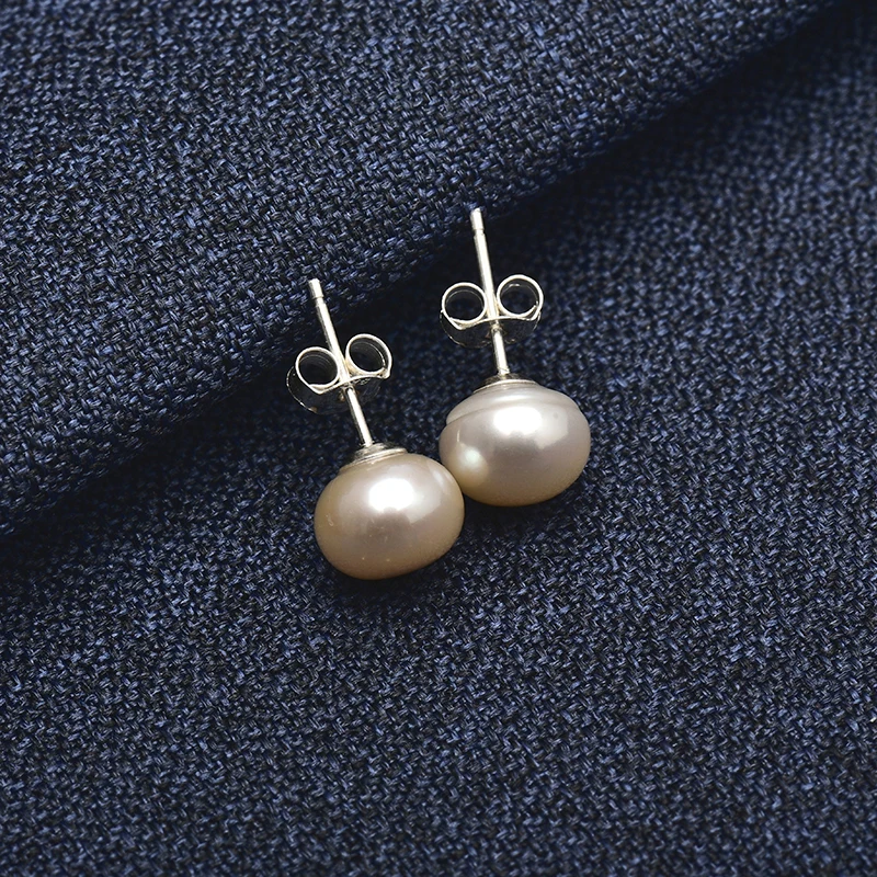 Orange Color Pearls Beads 9-10mm 925 Sterling Silver For Handmade Diy Freshwater Earrings Elegant Women H577 | Украшения и