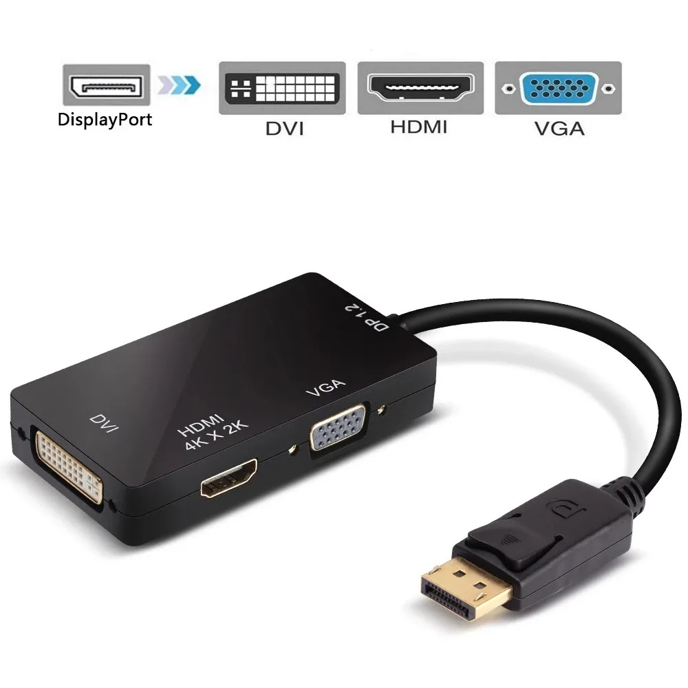 DisplayPort к 4K HDMI 1080P DVI VGA преобразователь Многофункциональный DP концентратор адаптер