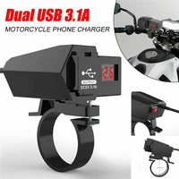 waterproof motorcycle handlebar dual usb ports 12v phone gps charger usb charger motorbike voltmeter