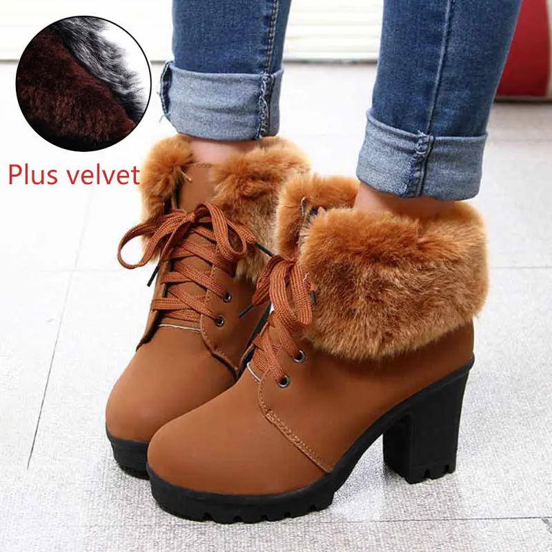 Г., Новая женская обувь туфли на высоком каблуке с пайетками, zapatos mujer, модная пикантная женская обувь на высоком каблуке женские туфли-лодочки с боковой молнией - Цвет: Brown Fur