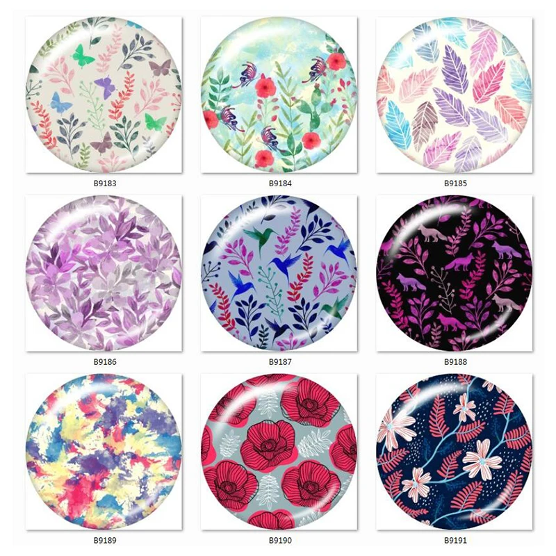 

Flower Leaf Dandelion Floral 10pcs mixed 12mm/18mm/20mm/25mm Round photo glass cabochon demo flat back Making findings B9183