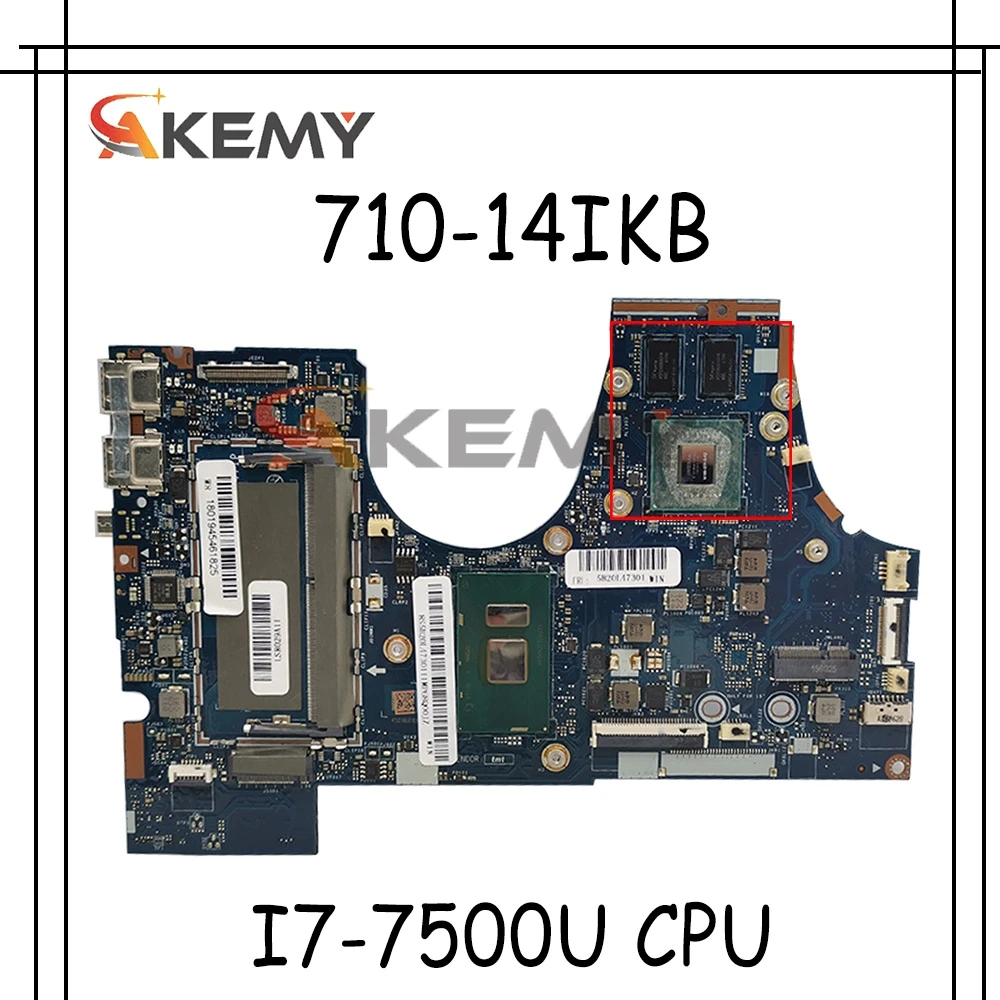 

High quality 5B20M14141 for Lenovo YOGA 710-14IKB Motherboard With I7-7500U CPU LA-D471P N16S-GTR-S-A2 2GB GPU Tested