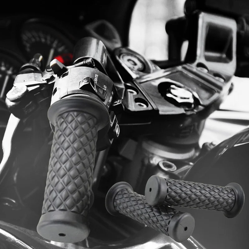 

2pcs Motorcycle Grips Motorcycle Handle Grip Rubber Handlebar Hand Grips Cafe Racer Bubber Vintage Scooter Grips Universal