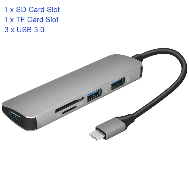 Biaze USB C концентратор type C к Мульти USB 3,0 концентратор HDMI адаптер с SD/TF кард-ридер для MacBook Pro huawei P30/P20 разветвитель usb-хаб - Цвет: USB 3.0 Version