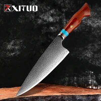 xituo kitchen knife 8 inch japanese butcher chef multifunction knives vg 10 damascus steel knife utility slicing santoku cleaver