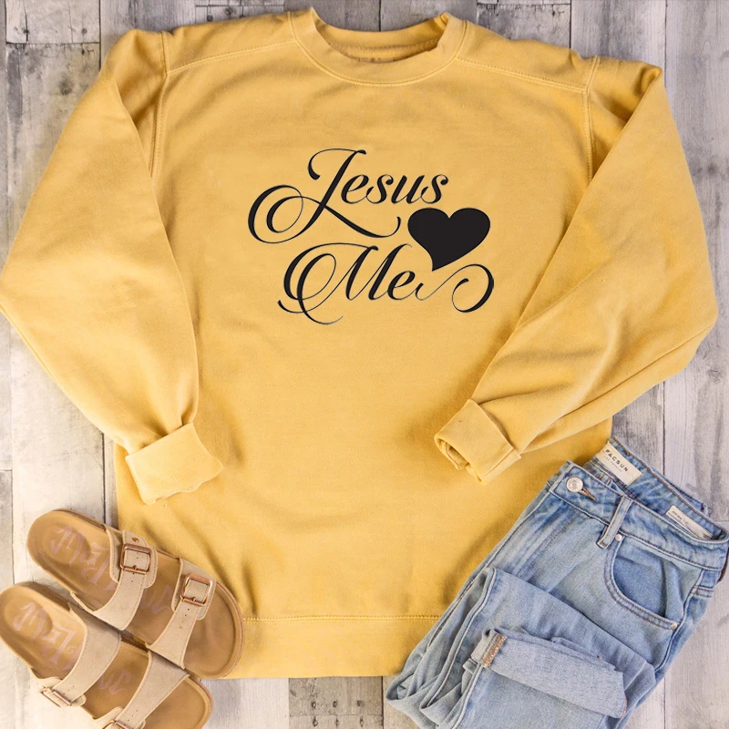 

Jesus love me sweatshirt Hipster Christian Bible baptism religion pure cotton pullovers funny heart graphic pullovers quote tops