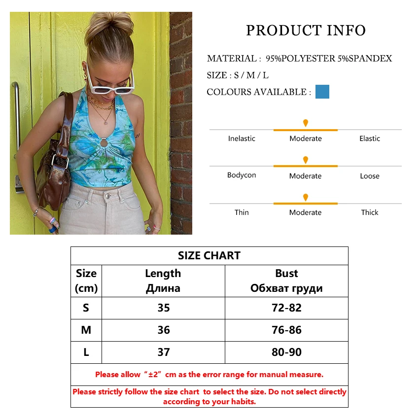 

Clacive Bodycon Halter Print Women Tank Top Summer Sleeveless Backless Crop Top Ladies High Street Beach Holiday Clothing