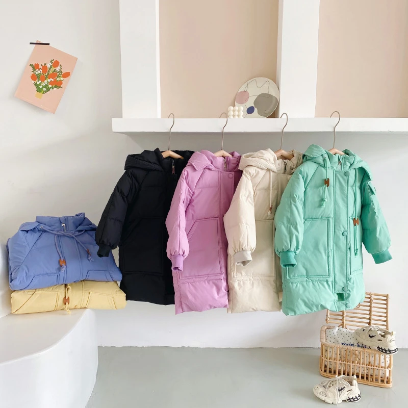 

2020 New Winter Down Jacket for Girls and Boys Mid-Length Waterproof Hooded Warm Snowsuit Children's Clothing