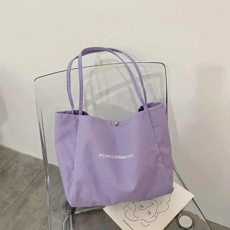 2021 New Fashion Densified Canvas Tote Bag Women's Single Shoulder Large Capacity Handbag Nature Style Casual Female Purse